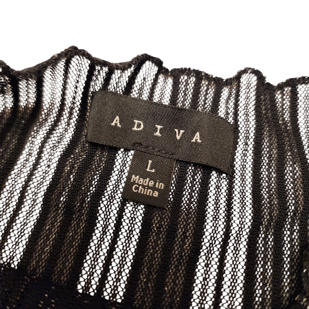 Semi Sheer Black Shimmery Mock Neck Blouse Size L - Picture 7 of 11